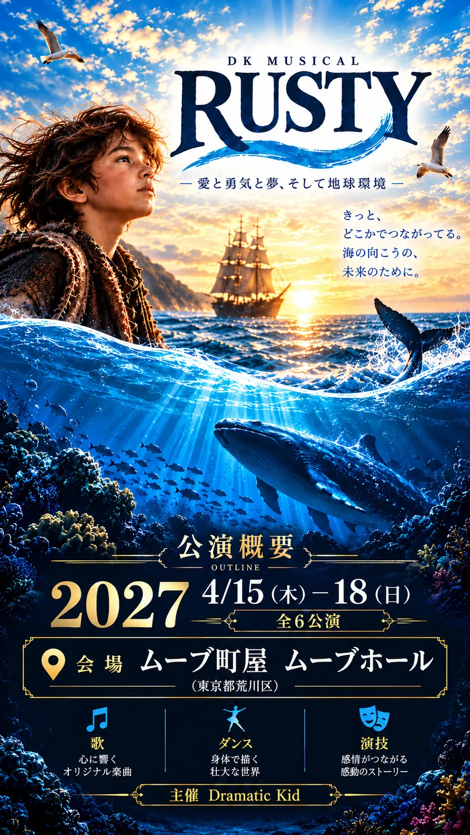 DK MUSICAL『RUSTY』── 愛と勇気と夢、そして地球環境 ── 2027.4.15 Thu − 18 Sun 全6公演／ムーブ町屋 ムーブホール（東京都荒川区）