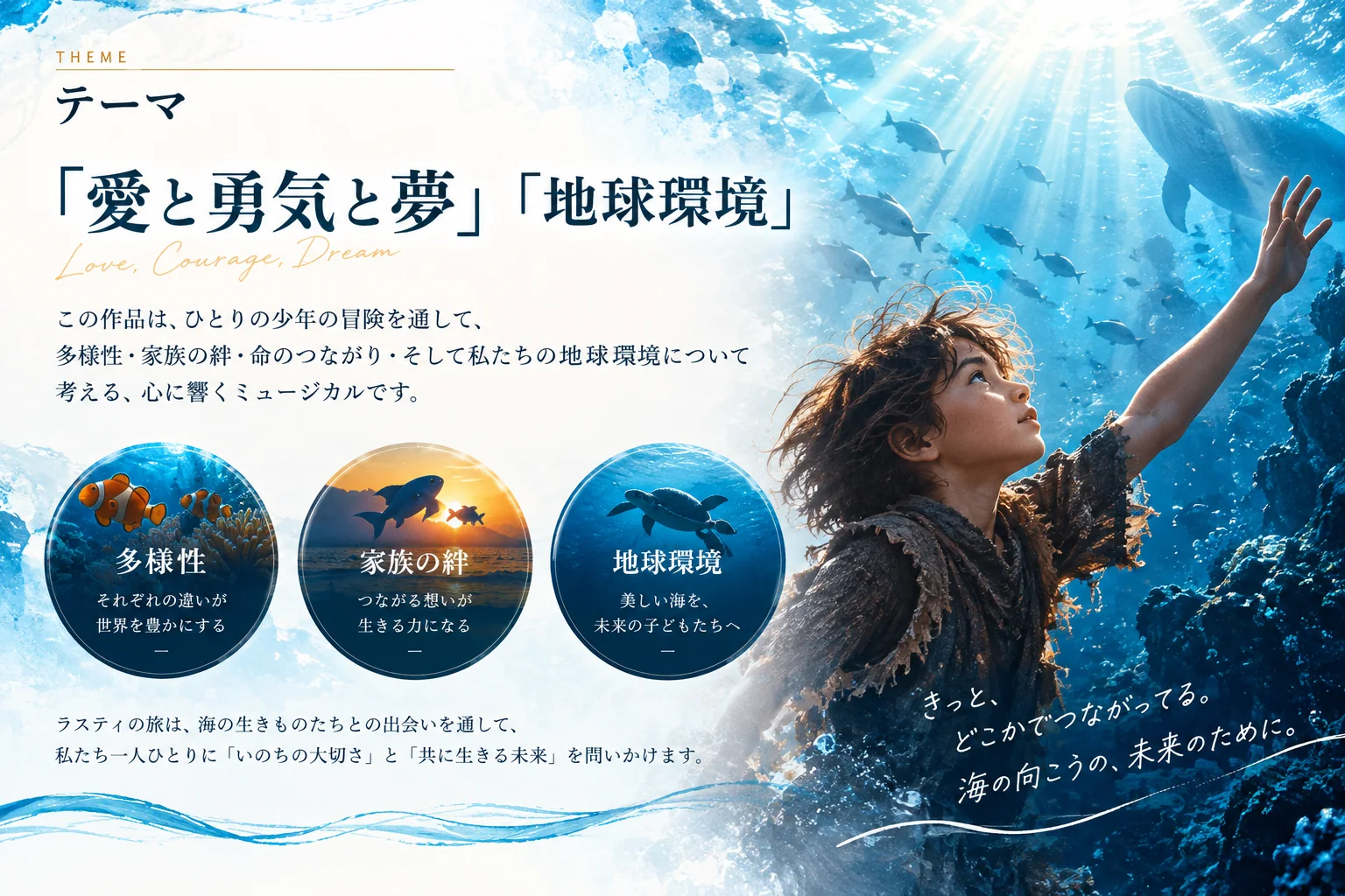 テーマ「愛と勇気と夢」「地球環境」── 多様性・家族の絆・地球環境について考える、心に響くミュージカル